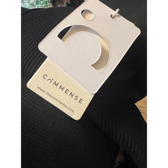 NWT Commense Contrast Trim Pearl-Detail Black Ribbed Slim Fit Pullover Sweater L - Picture 7 of 13